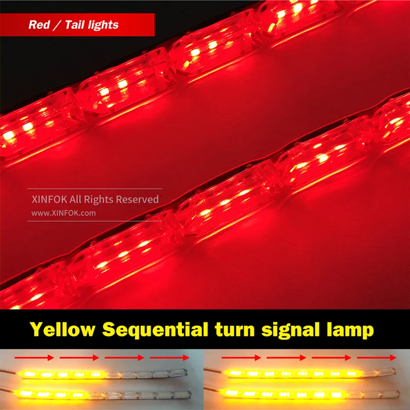 2PCS Waterproof Flexible LED Strips Lights New Arrival DRL Daytime Running Light of Sequential Flow Style Switchback headlights