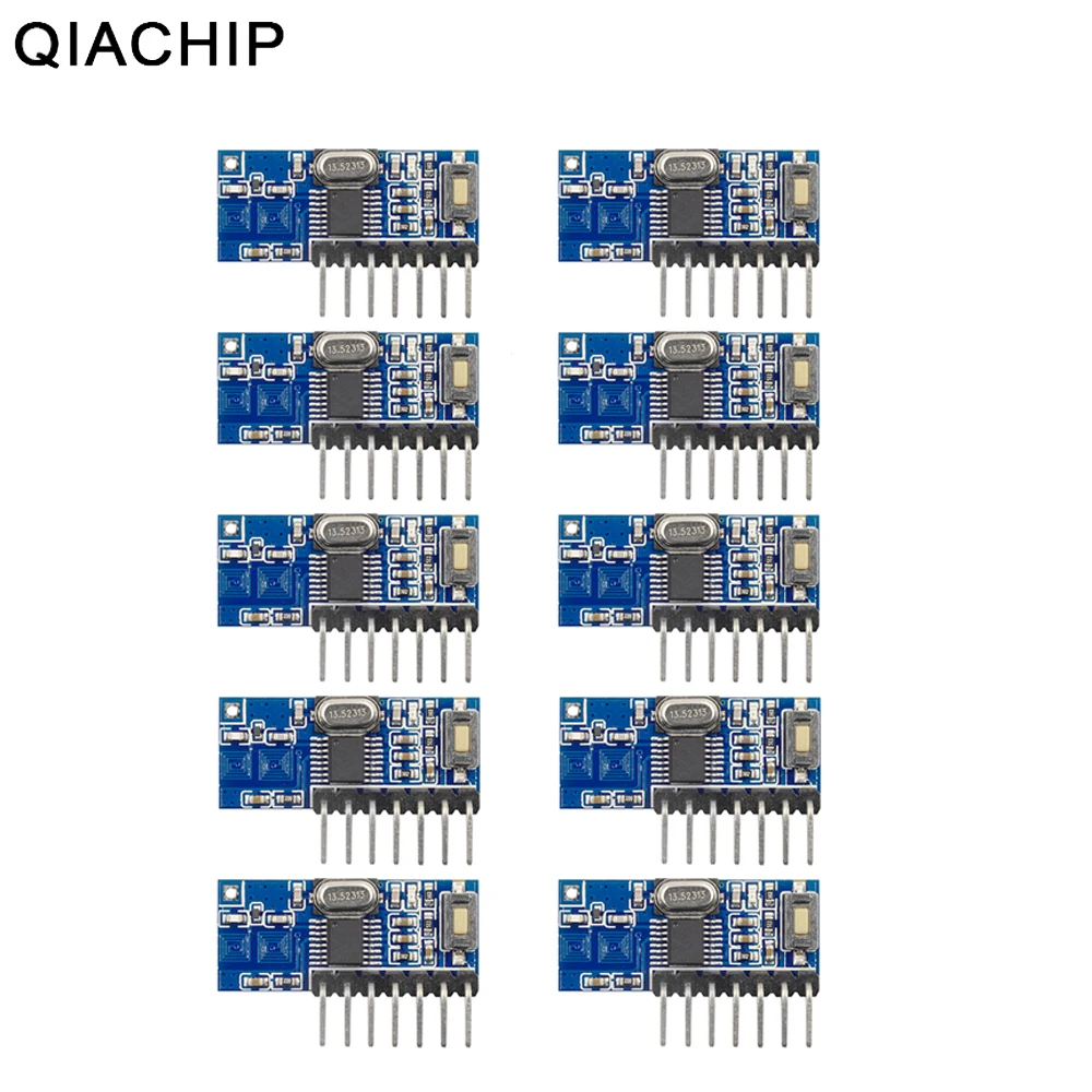 QIACHIP 10PCS 433.92MHz Super Heterodyne Receiver Module With Decoding Wireless Decoding Module Remote Control 1527 Learning