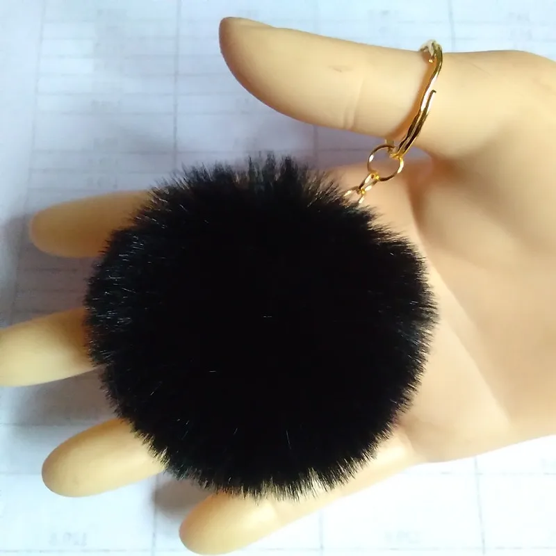 New Gold Chain Pompon Key Chain 6cm 8cm Fluffy Fake Fur Ball Key Ring Cute Pendant Bag Charming Car Key Holder Personality Gifts