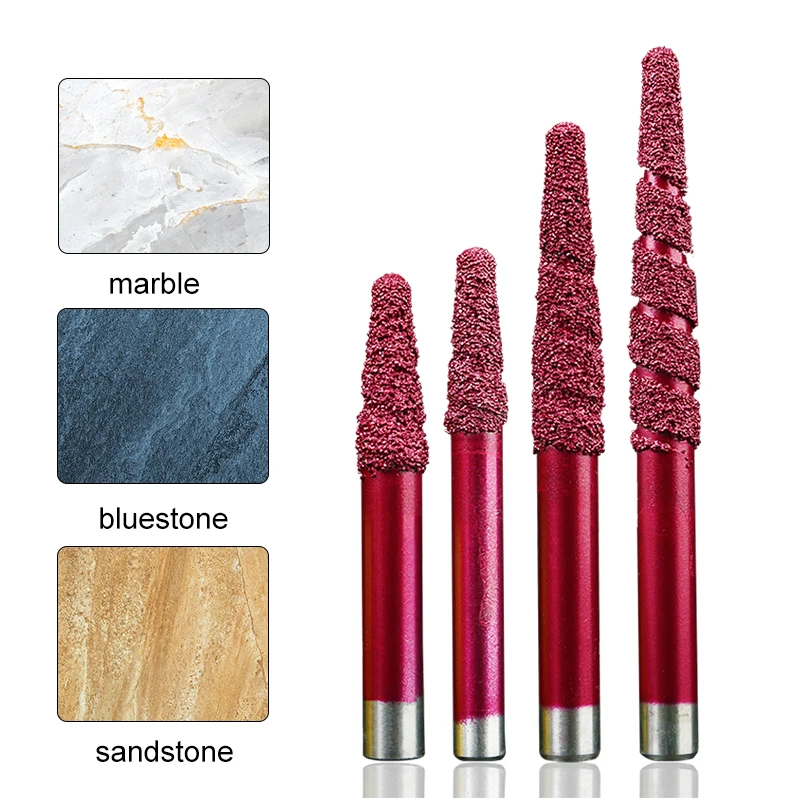 หิน Sintered Diamond เครื่องกัดเจาะเรียวหัวแบนด้านล่าง Cnc Router แกะสลักหินอ่อนหินแกรนิตมีดแกะสลัก
