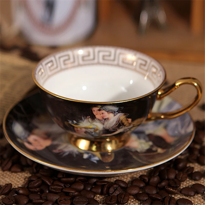 

Bone China Coffee Cup and Saucer Set Advanced Royal Classical Afternoon Tea Party Cup Ceramic Espresso Cup Household accessories