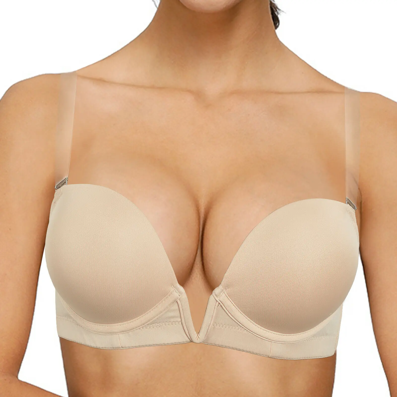

New Sexy Deep V Bras For Women Lingerie Plunge Push Up Padded Underwire A B C D E Cups 70 75 80 85 90 95 Adjusted Convertible