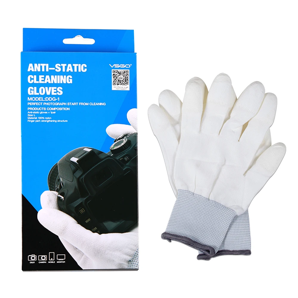 VSGO DDG-1 Anti-Static Cleaning Gloves (White)  Nylon Polyurethane Coating 1 Pair for Camera,Computer Cleaning