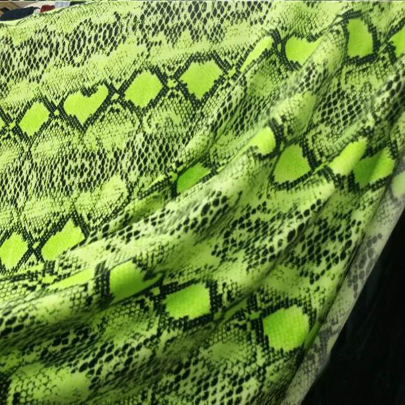 Good Milk Silk Spandex/cotton Knitted Fabric 4 Way Stretch Sexy Green Snake/Leopard Print Fabric Sewing DIY Pants/Shirt/Dress