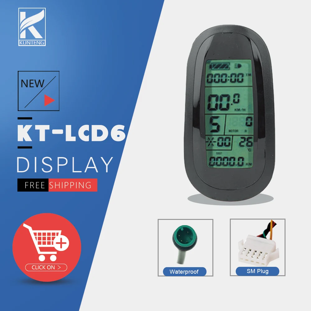 

Electric Bicycle Intelligent Display KT-LCD6 Control Panel 24V36V48V Kunteng Ebike accessories For KT Controller Parts