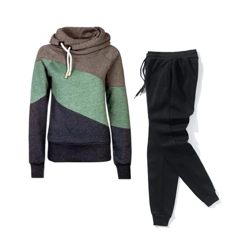 Casual Two Piece Outfits Pullovers Hoodies and Elastic Waist Jogger Pants Spring Autumn Tracksuit Woman Suit Female Sets 2021