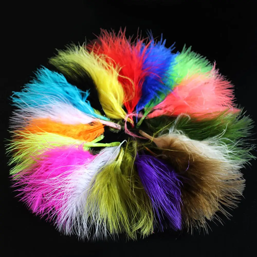 

Tigofly 100 pcs/lot 21 Colors Turkey Marabou Blood Feathers Woolly Bugger Streamers Fly Tying Feather Materials