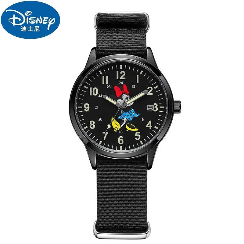 Disney Official Unisex Micky Minnie Mouse Japan Quartz Wristwatch Cartoon Dial Date Calendar Luminous Hand Men Women Youth Clock