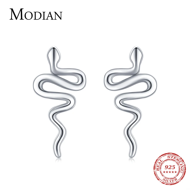 Modian 2021 Autumn 925 Sterling Silver Cute Small Line Snake Trendy Stud Earrings Gold Color Earring For Women Jewelry Brincos