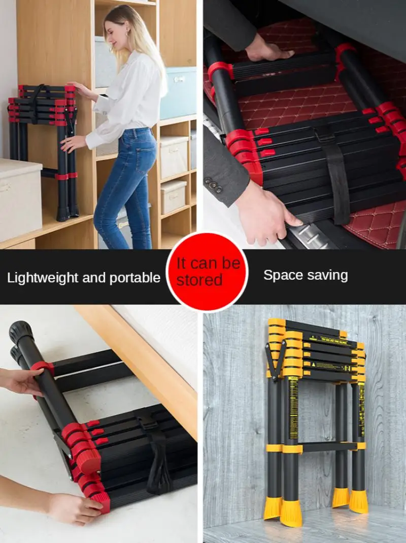 Telescopic ladder household herringbone ladder multifunctional indoor portable five-step ladder aluminum alloy folding telescopi