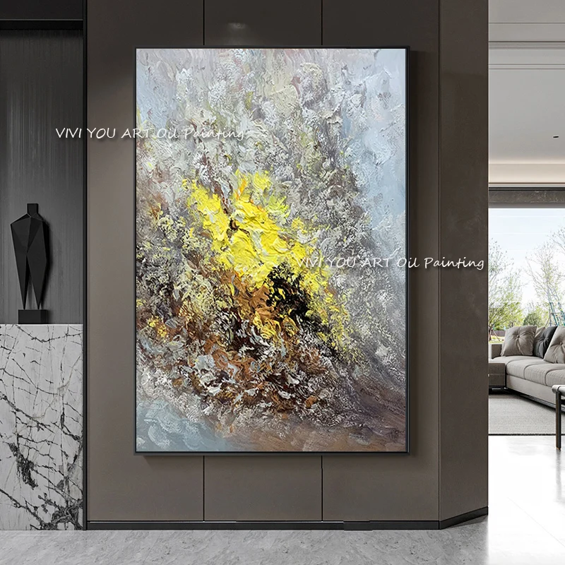 Earthy‑Tone Textured Wall Accent, Expressive Palette‑Knife Nature Layers, Hand‑Made Abstract Scenery Art For Moody Loft Interior