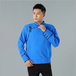 Asia streetwear costume Mongolia style spring autumn male Tang suit jacket cotton linen jackets oriental Men's Outerwear