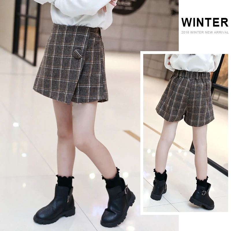 Fashion Kids Girls Skirt School Girls Plaid Skirt Culottes Cotton Elastic Waist Miniskirts Teenager Girl's Clothes 3 5 7 8 12Y