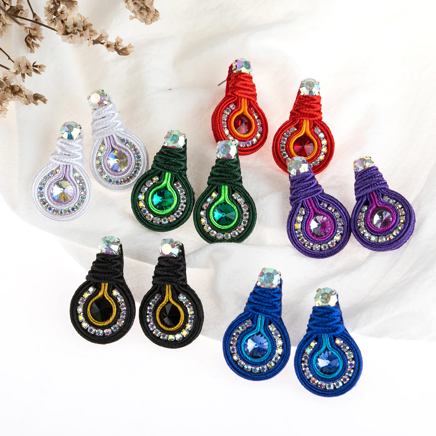

Handmade Colorful Stud Earring Women Earrings Fashion jewelry Pendant Earrings Ethnic Soutache weaving Accessories Trendy Gift