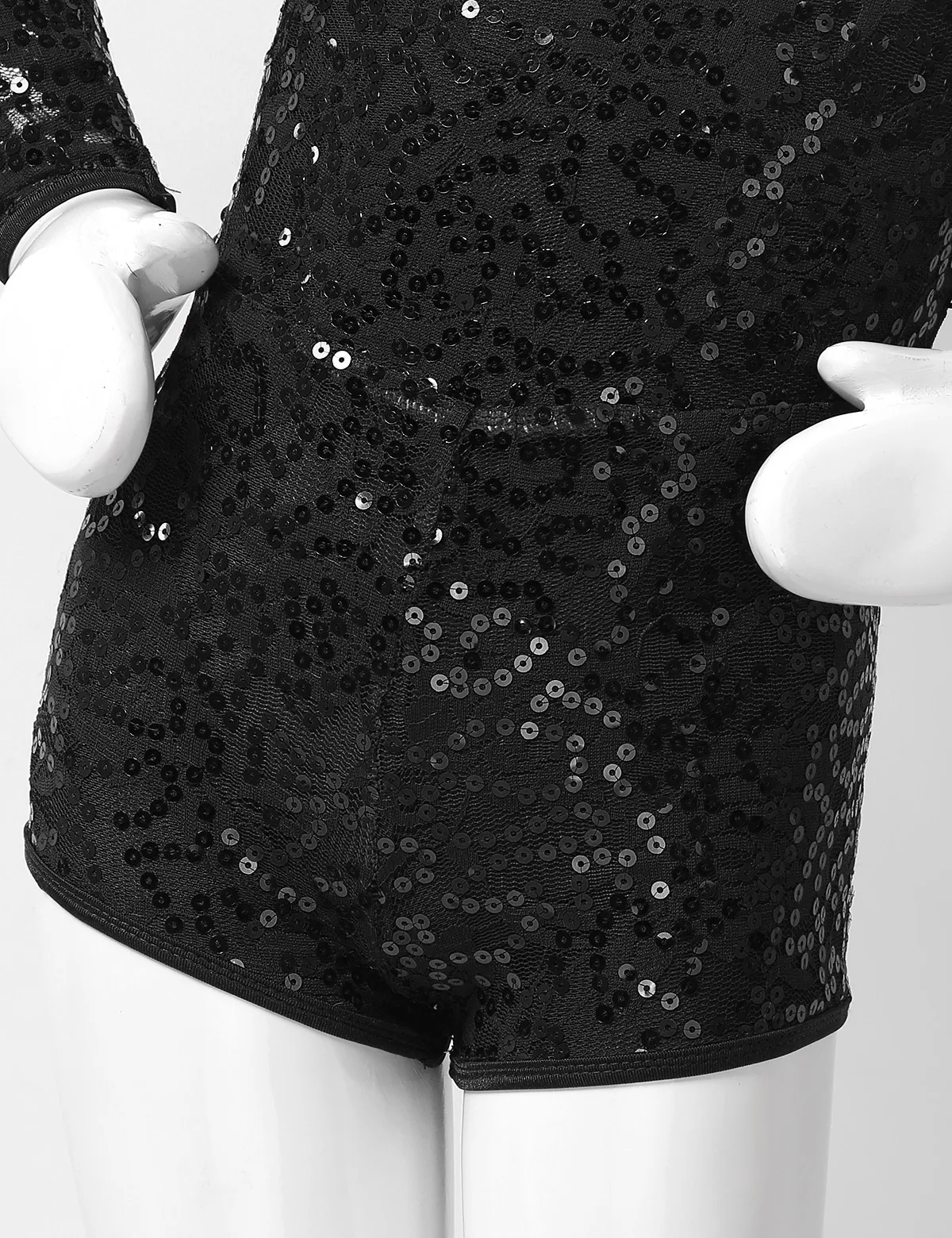 iEFiEL Kids Girls Floral Lace  Long Sleeves Shiny Sequins Keyhole Back Ballet Dance Gymnastics Leotard Jumpsuit Biketard Dress