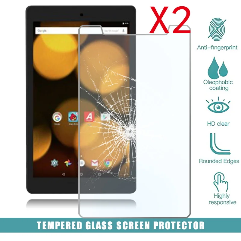 

2Pcs Tablet Tempered Glass Screen Protector Cover for Argos Bush Spira B2 8 Inch FHD Full Anti-Fingerprint HD Tempered Film