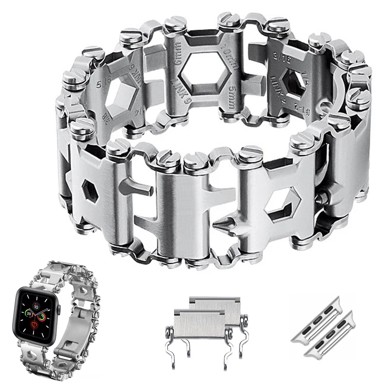 Stainless Steel Multifunction Tool Bracelet For Apple Watch Band Iwatch Strap 29in1 Multi Tool Outdoor Bolt Driver Kits Travel