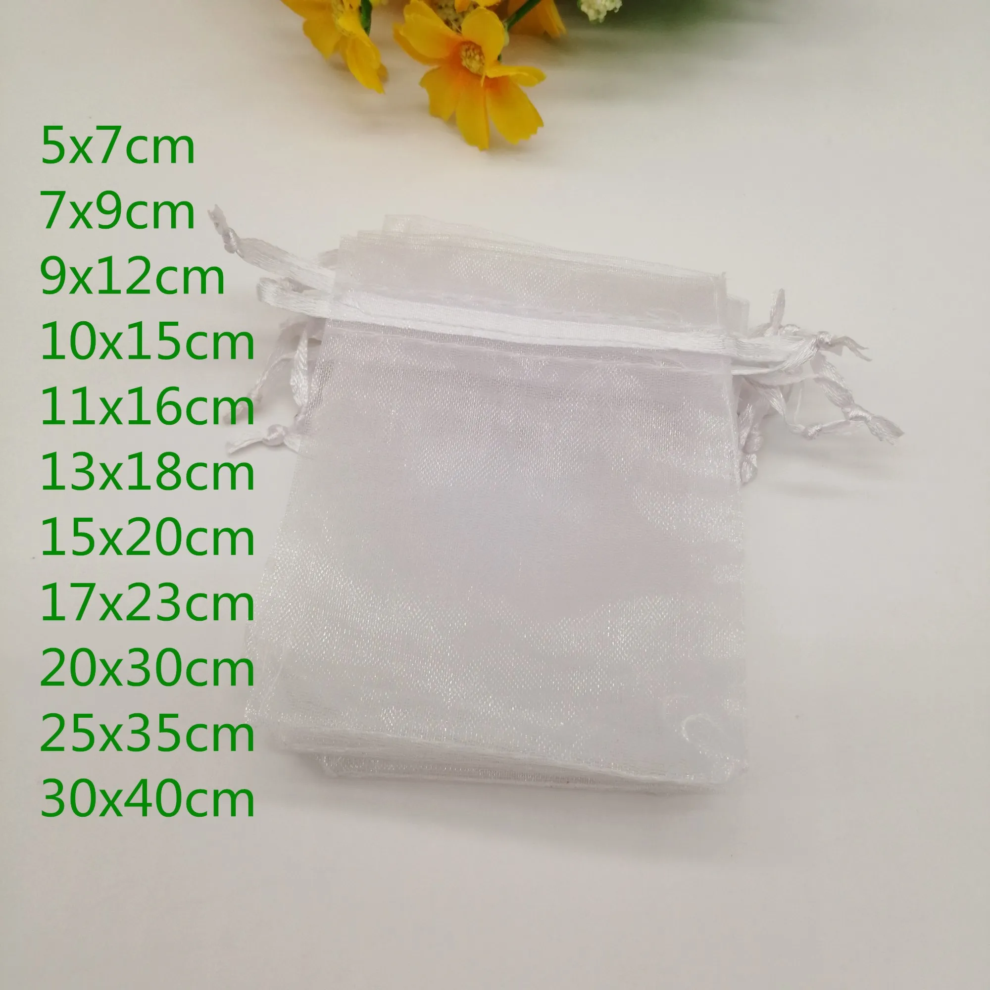 

100pcs Organza Jewelry Bags Jewelry Packaging Bag White Drawstring Organza Bags Wedding Christmas Packaging For Jewelry Pouches