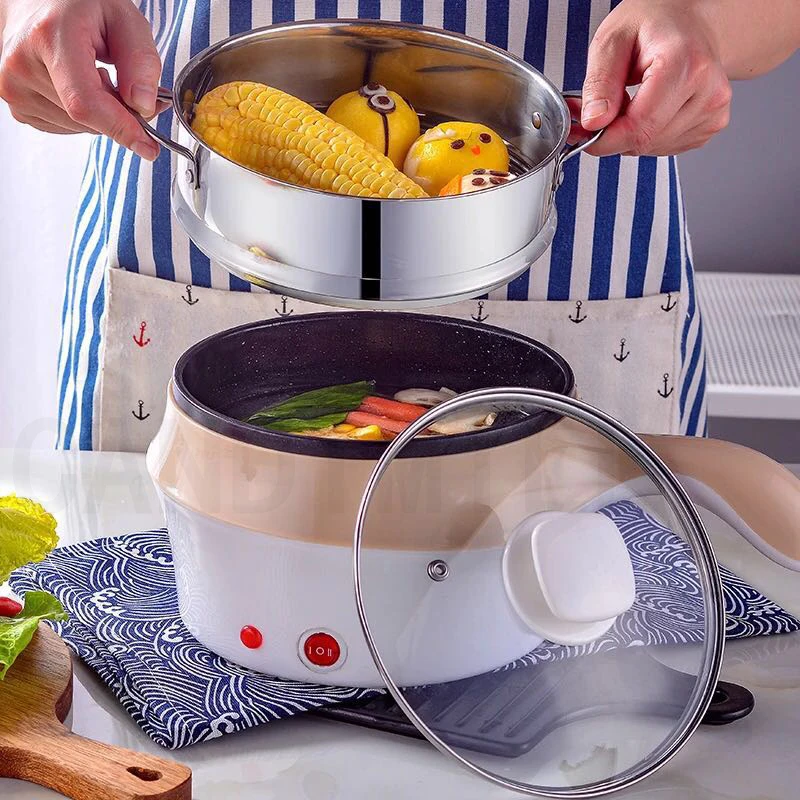 CANDIMILL 220V Multifunction Mini Electric Cooker Hot Pot Food Steamer Soup Heater Pot Frying Pan