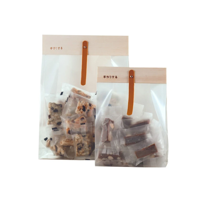 Baking Frosted PP Bags, Cookie Doggy Bag, Candy Plastic Gift Packing, Outer Packing Bag, Snack Sack Strips of Wood Seal Pockets