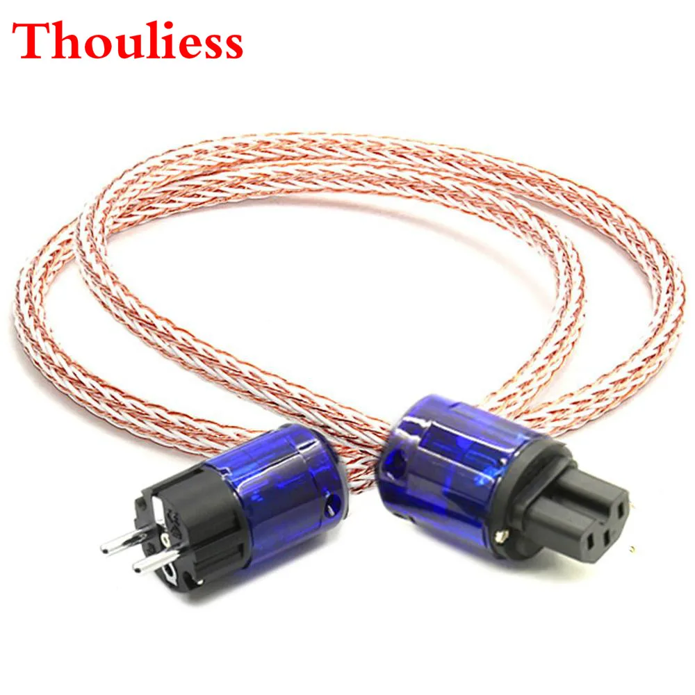 

Thouliess High Quality 7NOCC Hifi 24TC Audiophile European AC Power Cord Cable Hi-End Schuko US EU Rhodium plated Power Plug