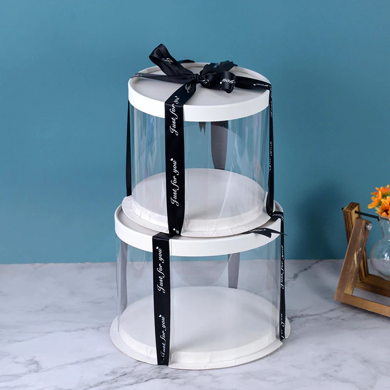 4/6 inch PVC Clear Cake Boxes Round Transparent Packaging Box for Birthday Wedding Anniversary Party Valentine Day Cake Gift Box