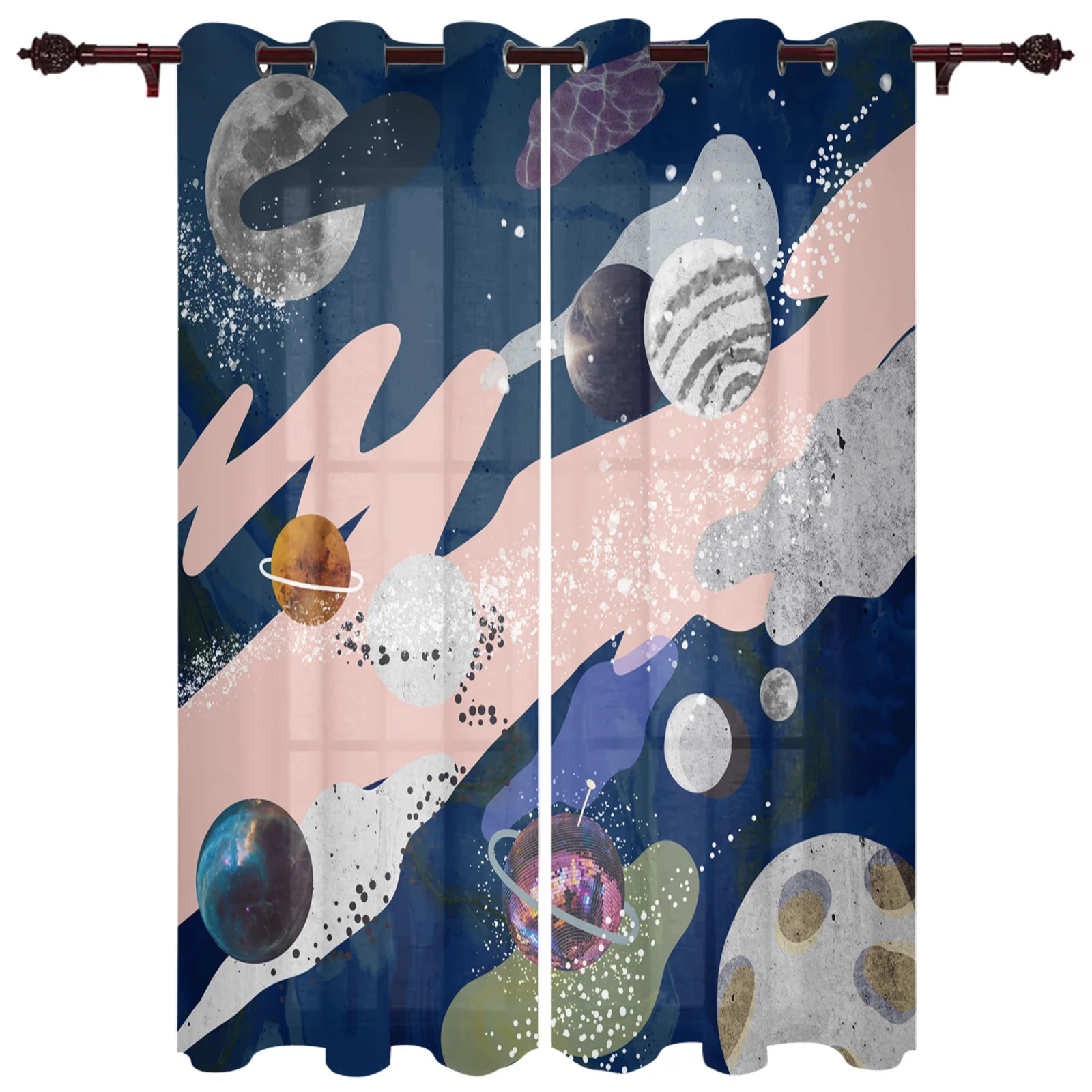 Planet Doodle Large Curtains For Living Dining Modern Simple Curtains Finished Curtains For Dining Room Bedroom