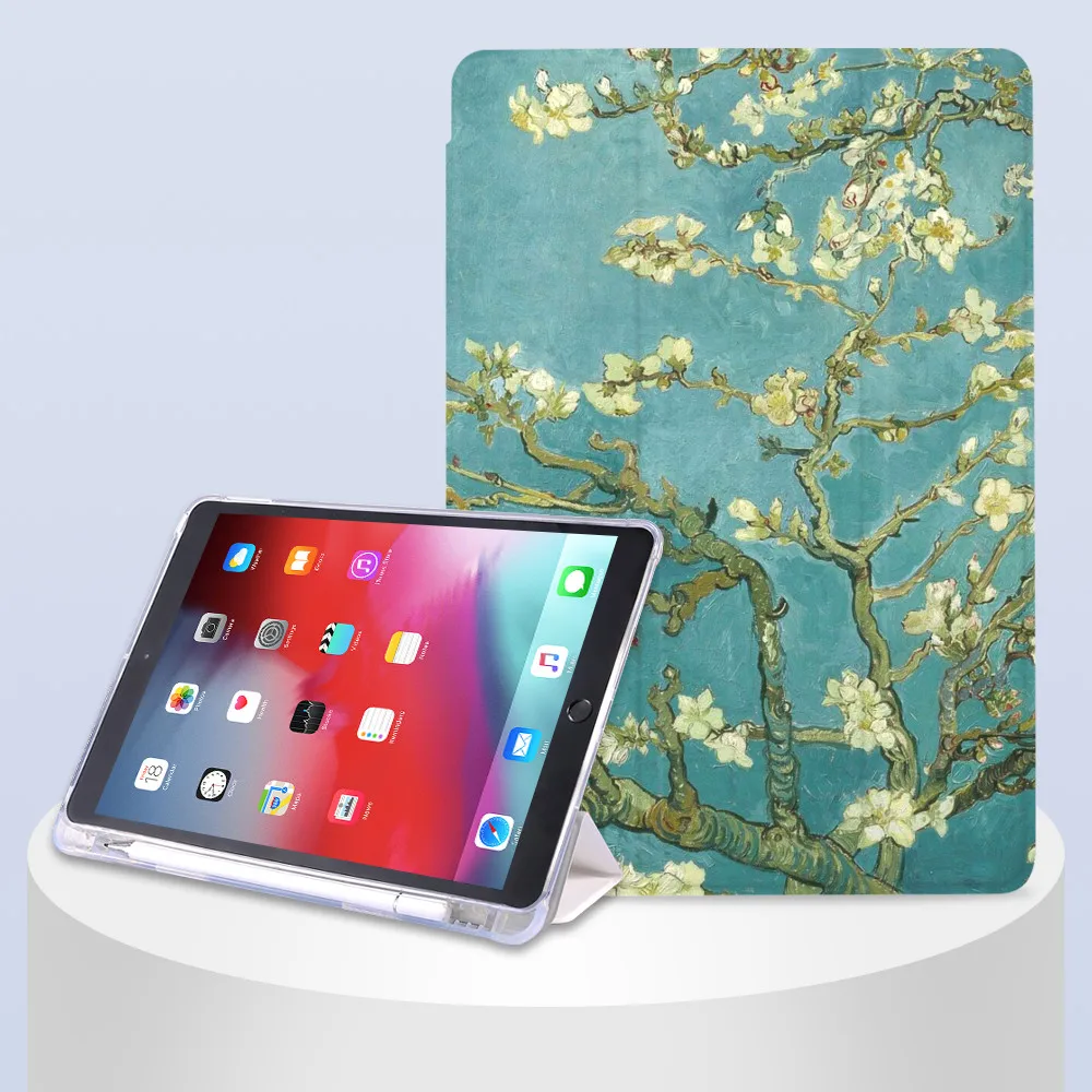 Vintage Oil Painting for iPad Mini 5 Case Air 4 Pencil Holder 10.2 8th 2020 7th 12.9 Pro 11 Funda Silicone For 10.5 Air 1 2 3