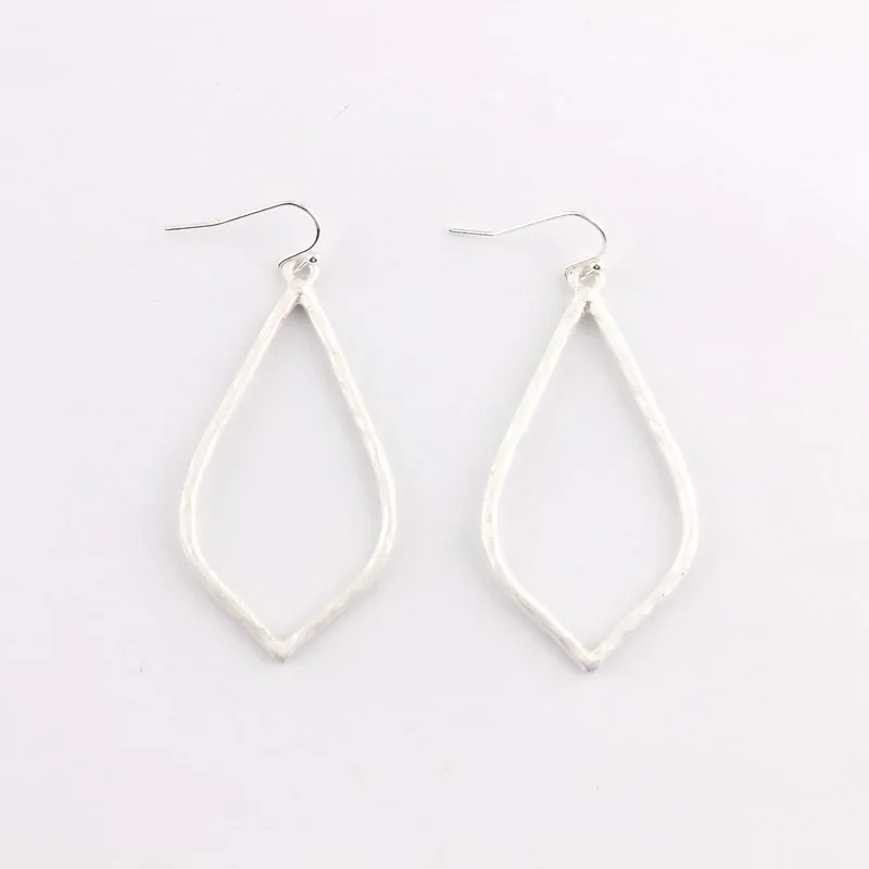 Minimalist Metal Alloy Hollow Out Drop Earrings Unique Uneven Surface Metal Design Dangle Earrings for Women Girls Charm Jewelry