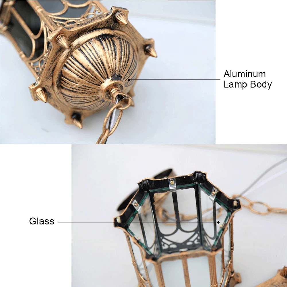 SANDIY Outdoor Pendant Lamp Retro Hang Light Vintage Garden Luminaria for Balcony Hotel Restaurant Porch Exterior Yard Lighting