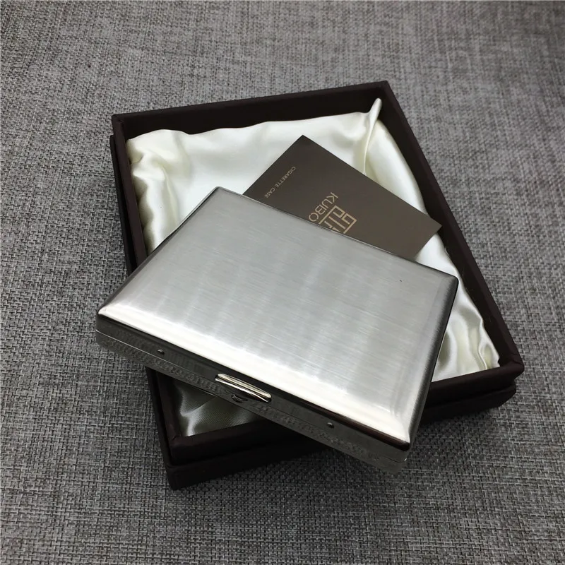 KC1-01 Super Quality Male 20 Metal Cigarette Case Stainless Steel Portable Cigarette Storage Box Bin Smoking Holders