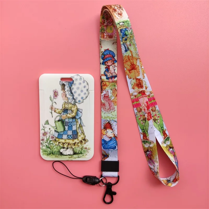 Fresh Office Ladies ID Card Holder Pretty Neck Strap Lanyards Name Badge Holder Card Cover Key Chain for Christmas Gift