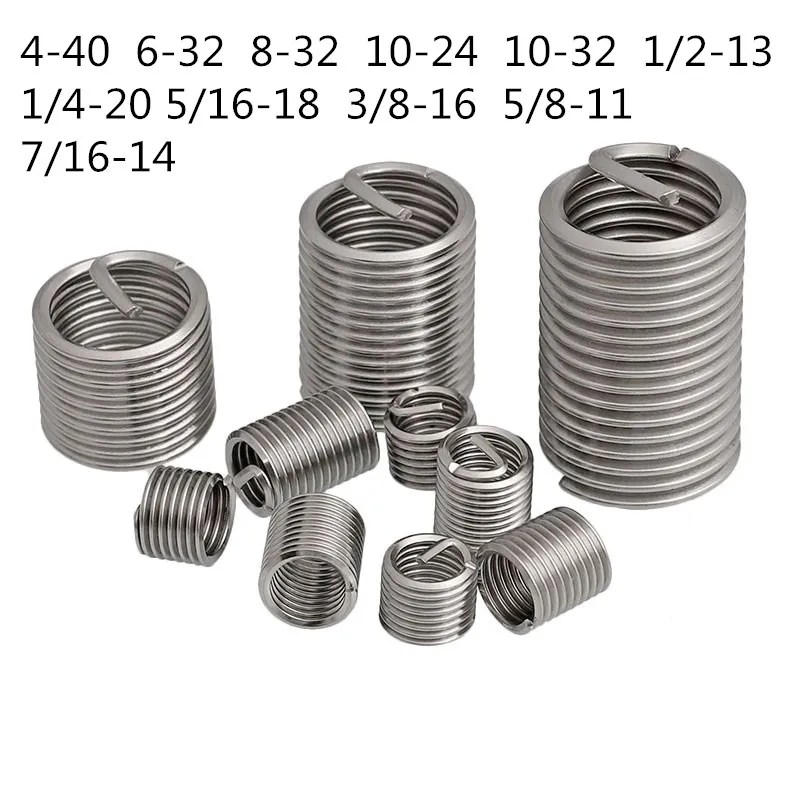 INCH 10PCS Stainless Steel Wire Threaded Sleeve Nut Thread Jacket Lo Sets Repair Insert Coiled