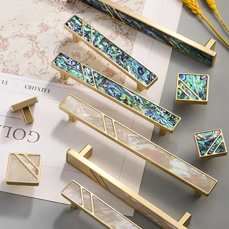 

Мебельные ручки из натуральной ракушки, ручки для ящика шкафа, комода, винный шкаф, ручка для бара, латунная дверная фурнитура