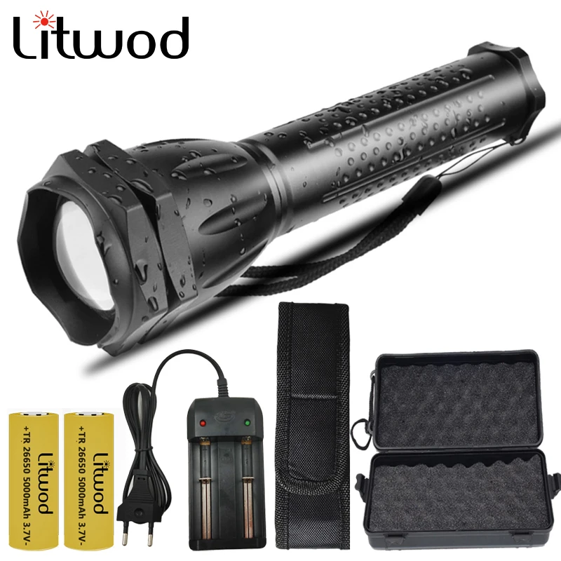 

XHP90.2 The Most Powerful LED Flashlight Lantern Zoom Waterproof Light Tactical Torch Bulbs Litwod Self Defense Adjustable 30W