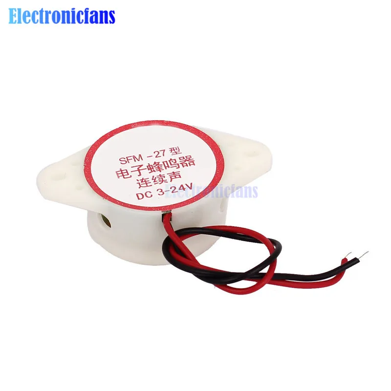 95DB Alarm High-decibel 3-24V 12V Electronic Buzzer Beep Alarm Intermittent Continuous Beep for Arduino SFM-27