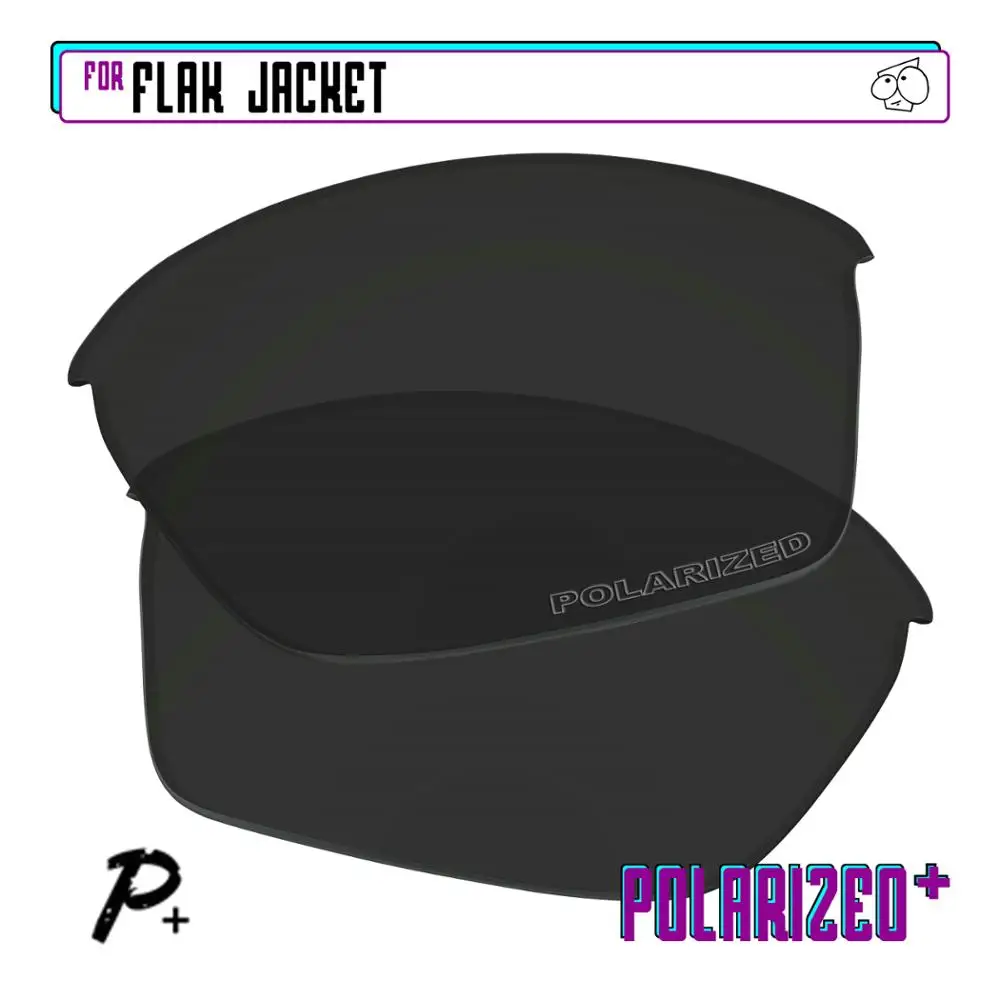 

EZReplace Polarized Replacement Lenses for - Oakley Flak Jacket Sunglasses - Black P Plus