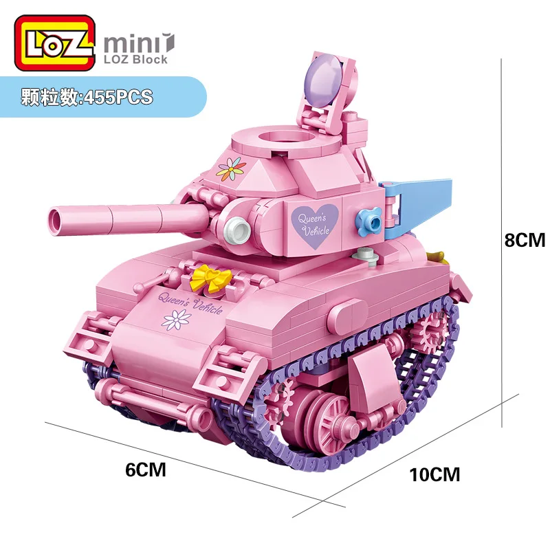 455pcs LOZ MINI Building Blocks pink tank Model creative assembly Anime Educational Action Figuers Toys for kids  Brinqueos1118