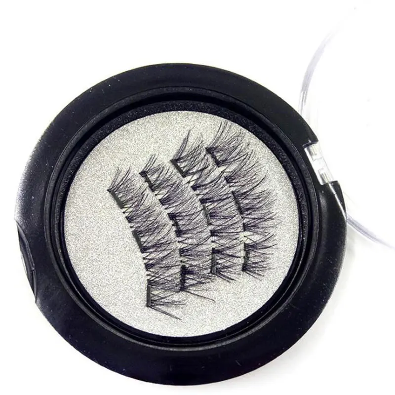 4pcs/box 3D Magnetic Eyelashes Soft Nature Reusable 3 Magnet False Eyelash with Applicator/Clip Magnetic Fake Eyelash