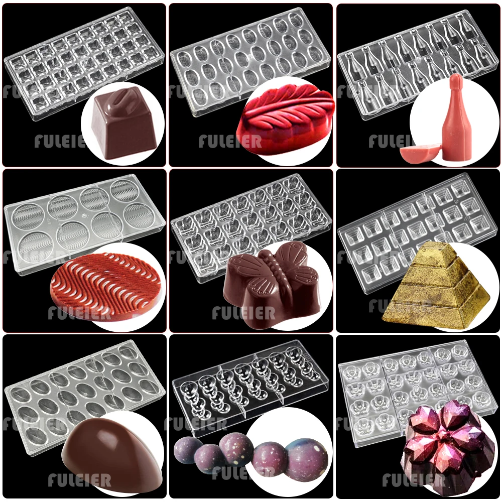 28 stylowych form do czekolady z poliwęglanu do pieczenia ciast belgijskich słodyczy Candy Bar Mould BonBon Confectionery Tools Bakeware