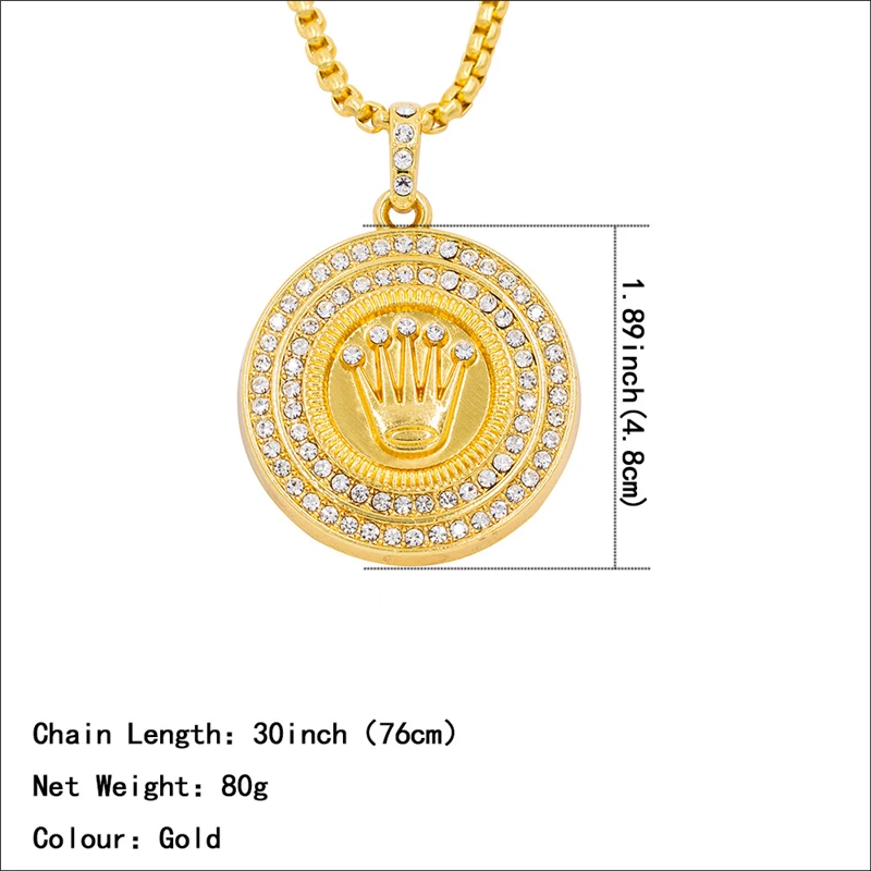 2024 Fashion Brand Crystal Hip hop Jewelry Woman Gold Color Micro Zircon Portrait Stainless Steel Pendant Necklace Jewelry