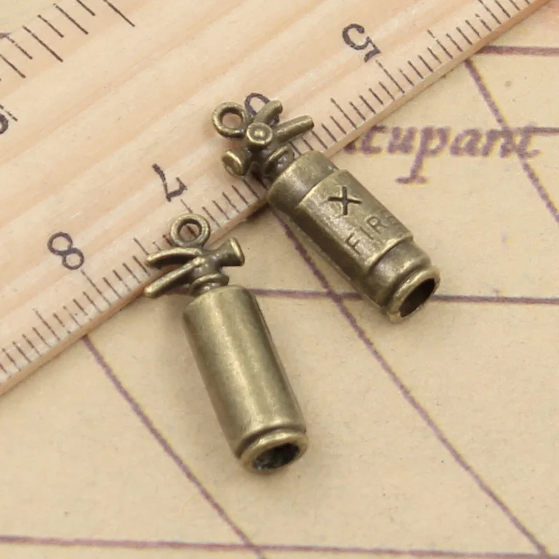 10pcs Charms Fire Extinguisher Fireman 23x6x6mm Tibetan Bronze Silver Color Pendants Antique Jewelry Making DIY Handmade Craft