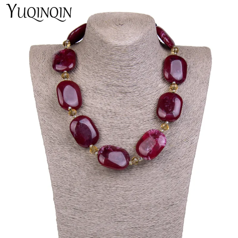 Fashion Big Long/Custom Choker Necklaces Female Statement Vintage Necklace Women Natural Stone Resin Acrylic Designer Necklace