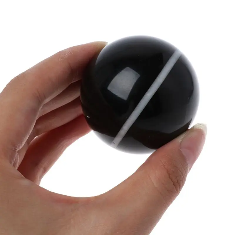 50mm Asian Natural Black Obsidian Sphere Large Stone Needle Ball Healing Stone Massage RelaxationM89F