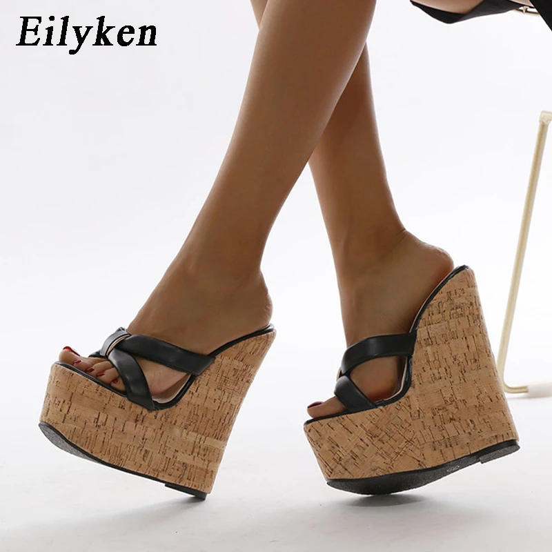 Eilyken Super High Heels Women Wedge Slippers Fashion Gladiator Roman Open Toe Platform Sandals 2024 Summer Female Party Shoes