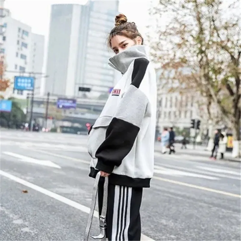 Autumn Winter Padded Big Pocket Blouse Outdoor All-match Loose Women Sports Suit New Tooling Style Casual Ladies Two-piece Suit