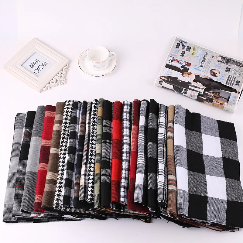 Fashion Winter Scarf Women Warm Plaid Scarf Men Cashmere Scarves pashmina Tippet Long Shawl Wrap Blanket Drop Shipping