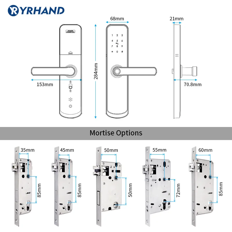 Imagem -06 - Yrmanual-fechadura Biométrica Tranca Digital de Porta com Impressão Digital Bluetooth Trava Inteligente com Teclado à Prova Dágua x6