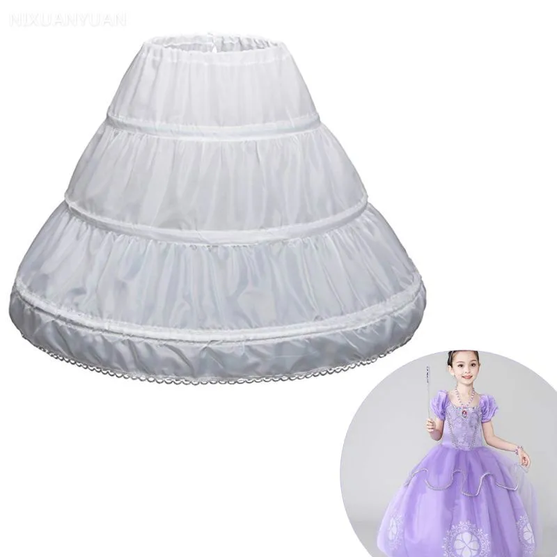 Jupon blanc pour enfants, ligne a, 3 cerceaux, une couche, robe en dentelle Crinoline pour filles, sous-jupe, taille élastique, meilleure vente