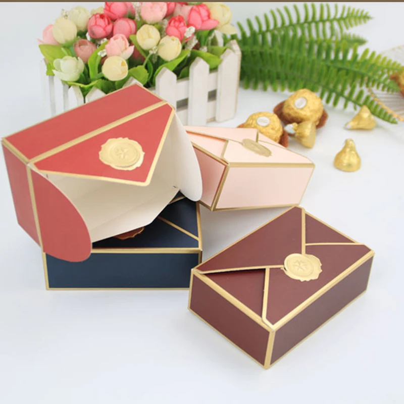 10/20 Stück Umschlagform Pralinenschachtel Schokolade Geschenkbox Verpackung für Gäste Babyparty Hochzeitsbevorzugung Geschenk Leckerliboxen Party Dekor – Detail 3